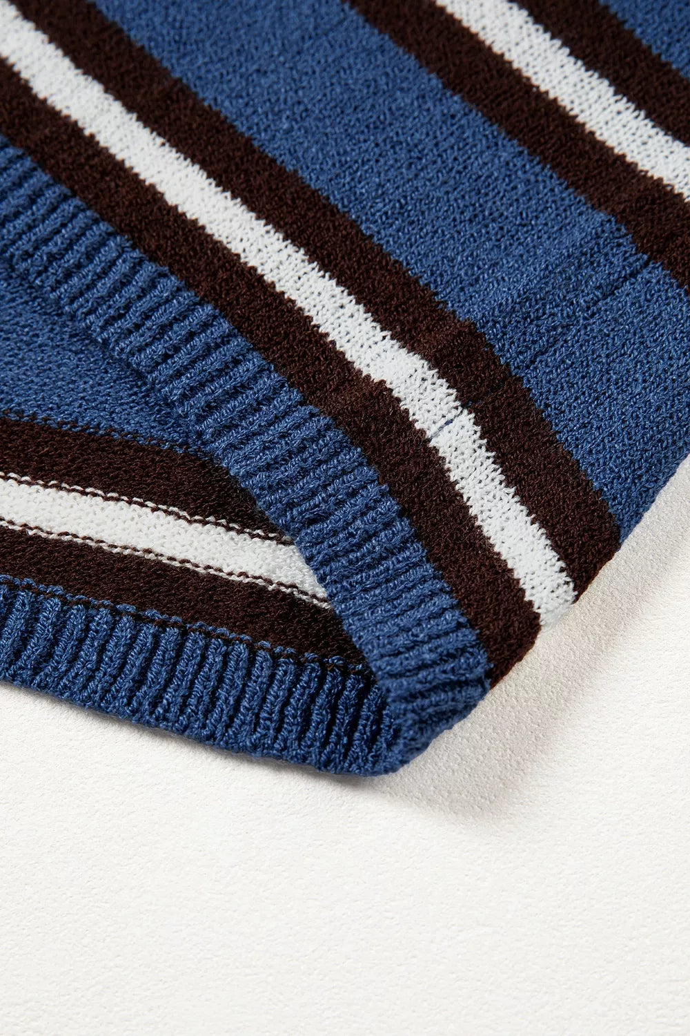 Striped drop shoulder button-front knit cardigan