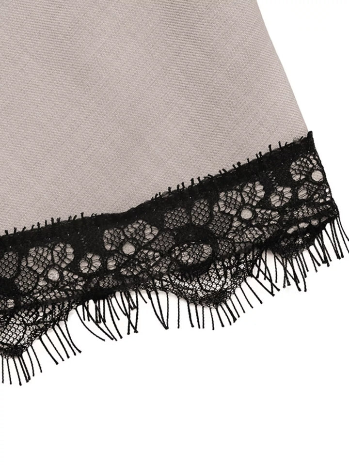 Lace trim twist-front cropped V-neck cami