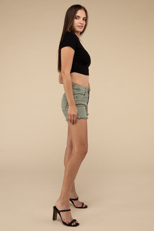 Riviera Acid Washed Frayed Cutoff Denim Shorts