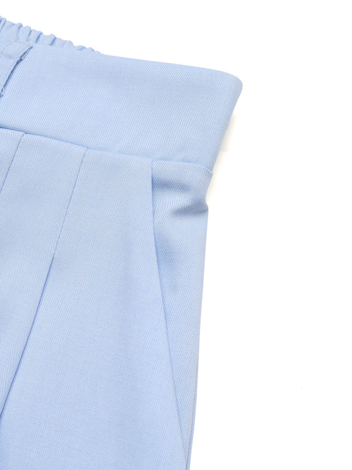 Pleated high-waisted wide-leg trouser shorts