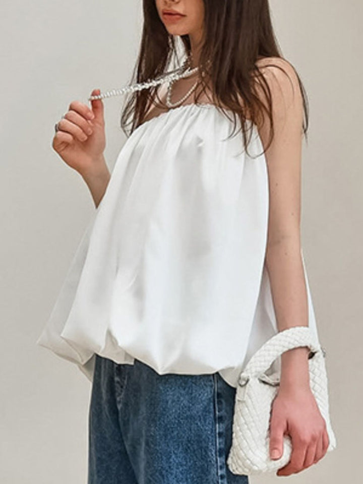 Flowy bubble hem strapless tube top