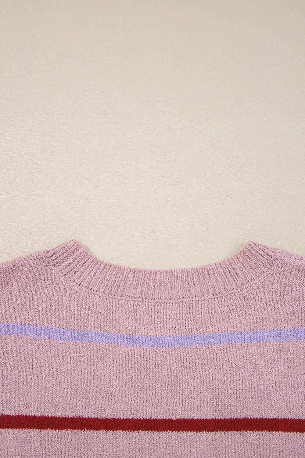 Striped drop-shoulder knit sweater with ribbed cuffs