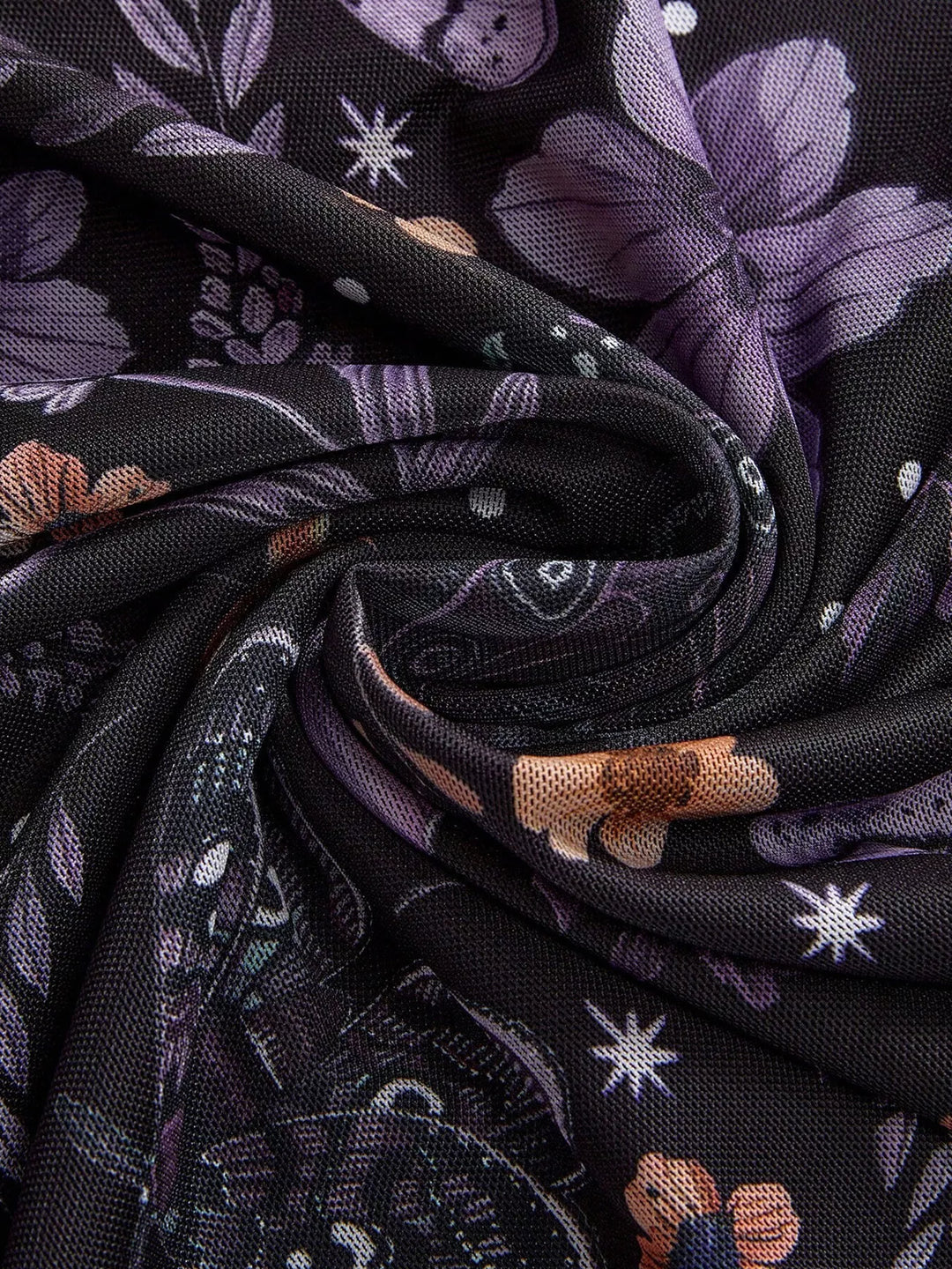 Botanical floral butterfly print midi skirt