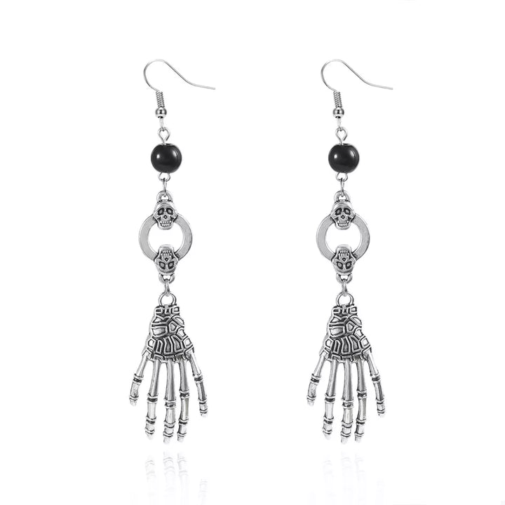 Skeleton hand drop earrings with skull charms