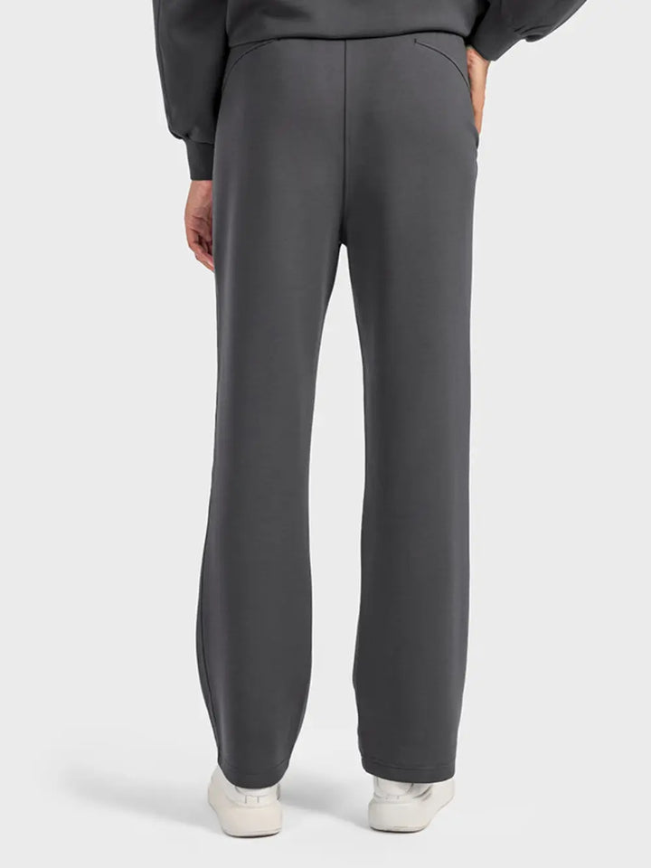 Drawstring straight leg sweatpants with pockets