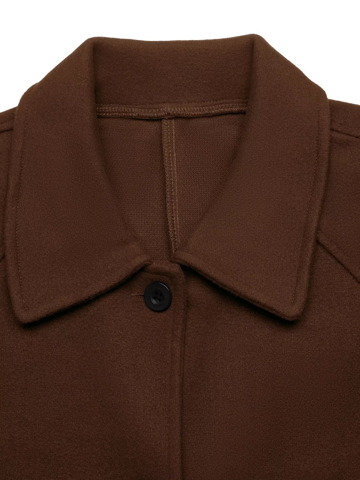 Single-breasted raglan sleeve wool-look jacket