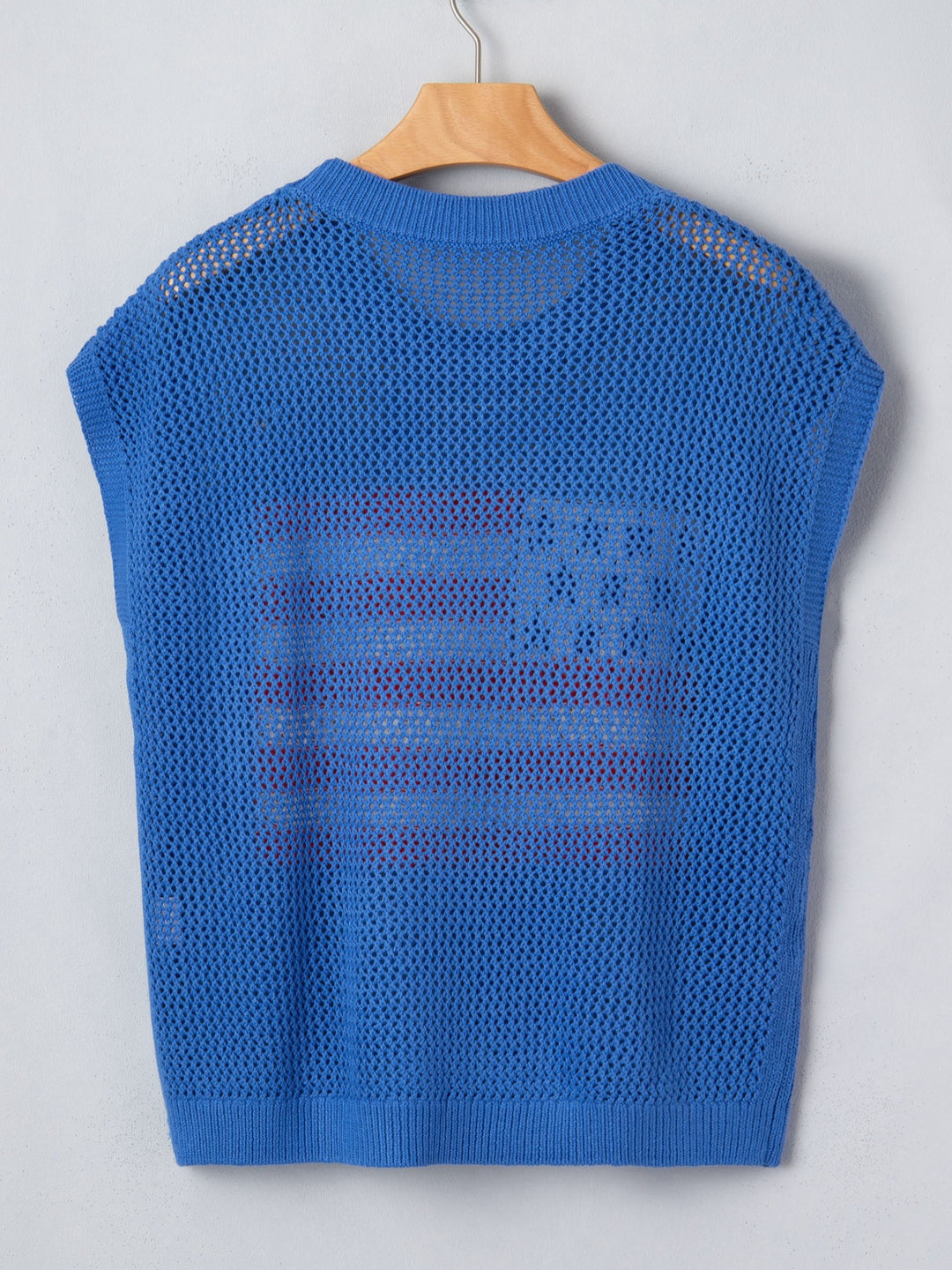 American flag open-knit short sleeve sweater top