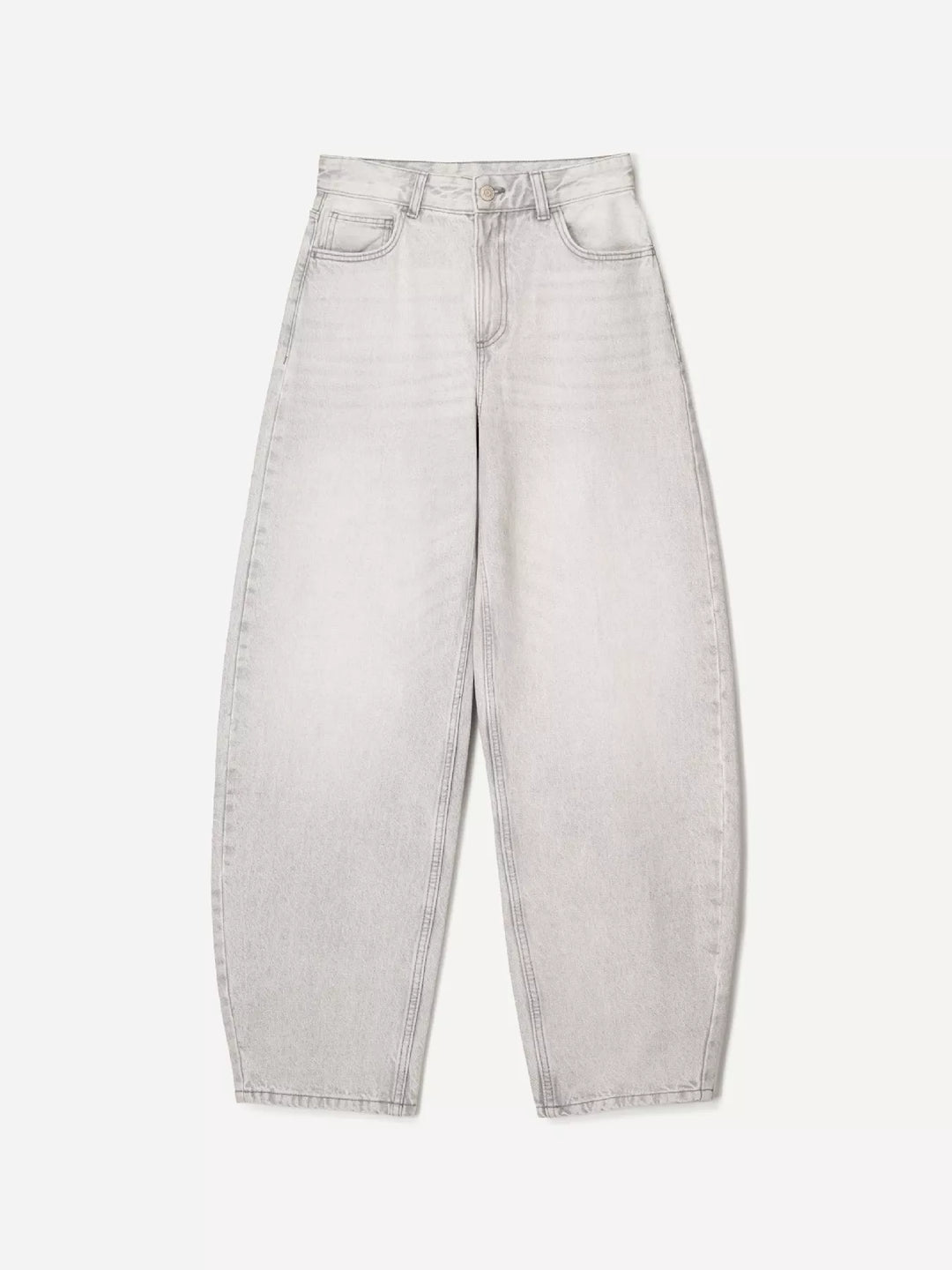 Mid-rise wide-leg washed denim jeans with five-pocket styling