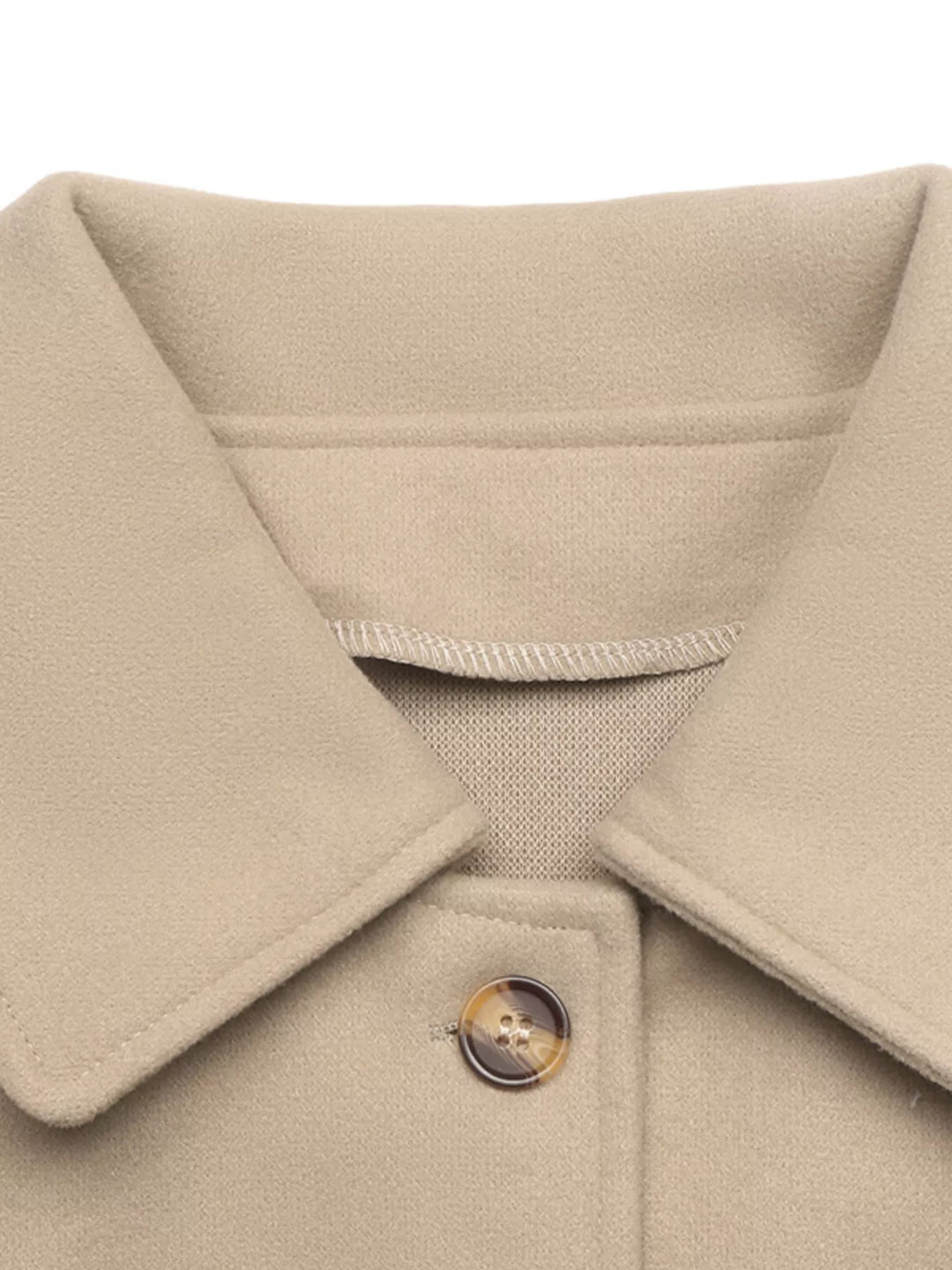 Cropped collared button-up jacket with cuff tabs