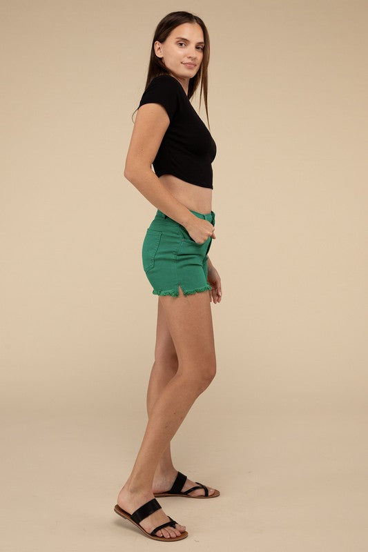 Riviera Acid Washed Frayed Cutoff Denim Shorts