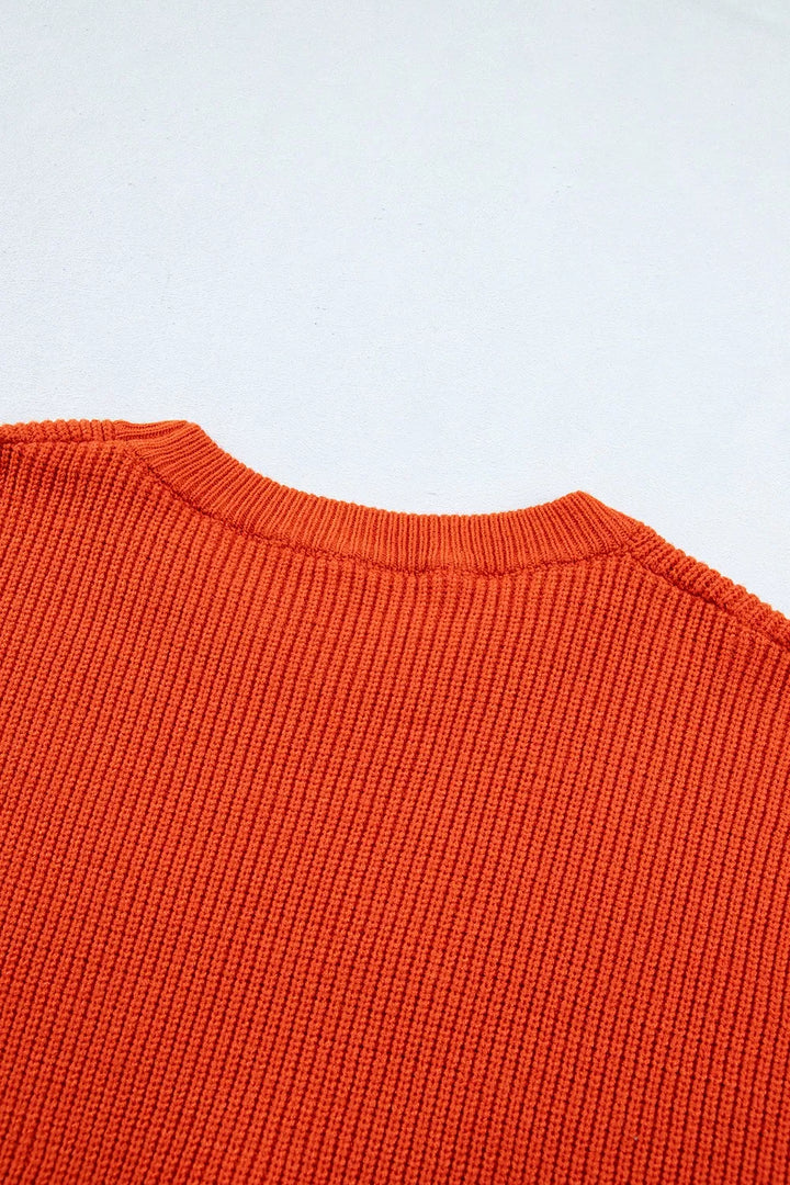 Jack-o-lantern patch drop shoulder Halloween sweater