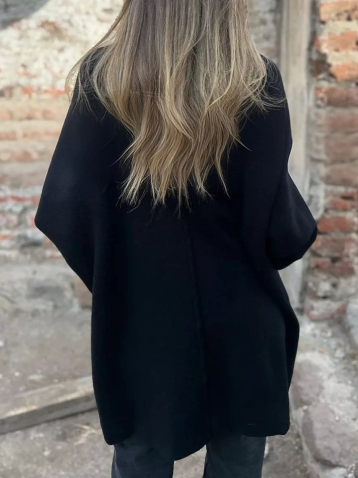 Longline button-down cardigan with patch pockets