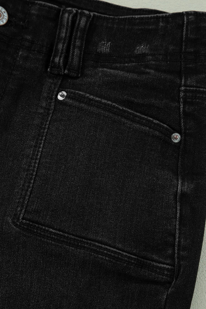 Vintage wash high-rise wide-leg jeans with patch pockets