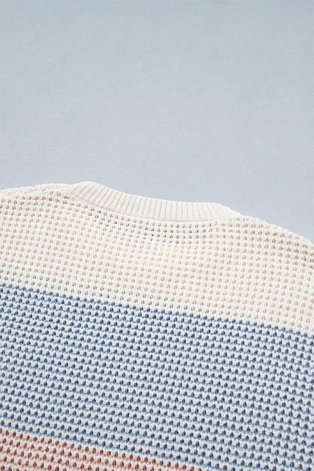 Color block waffle knit drop shoulder sweater