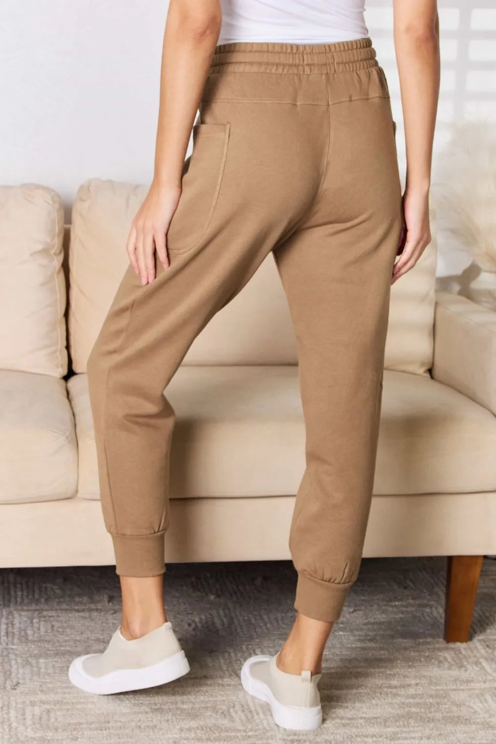 High-rise relaxed jogger pants with drawstring waist