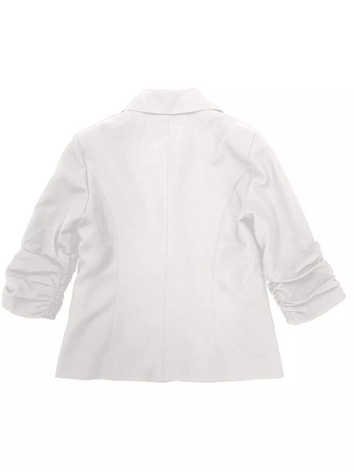 Ruched sleeve notched lapel one-button blazer