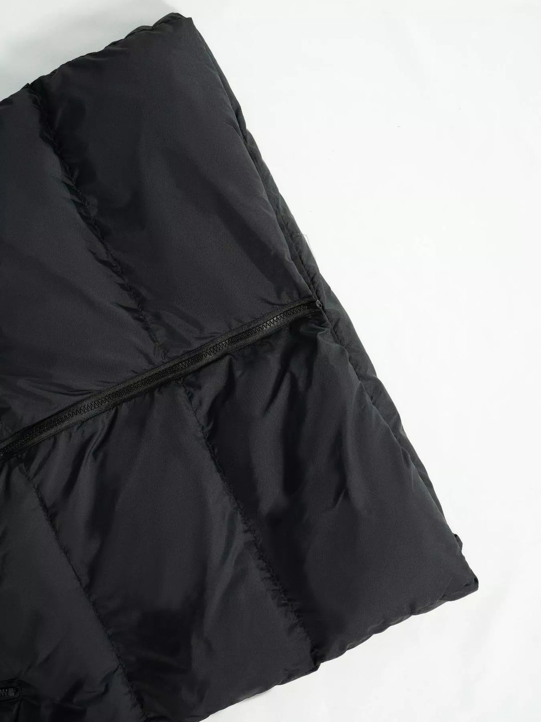 Longline hooded puffer vest with zip pockets