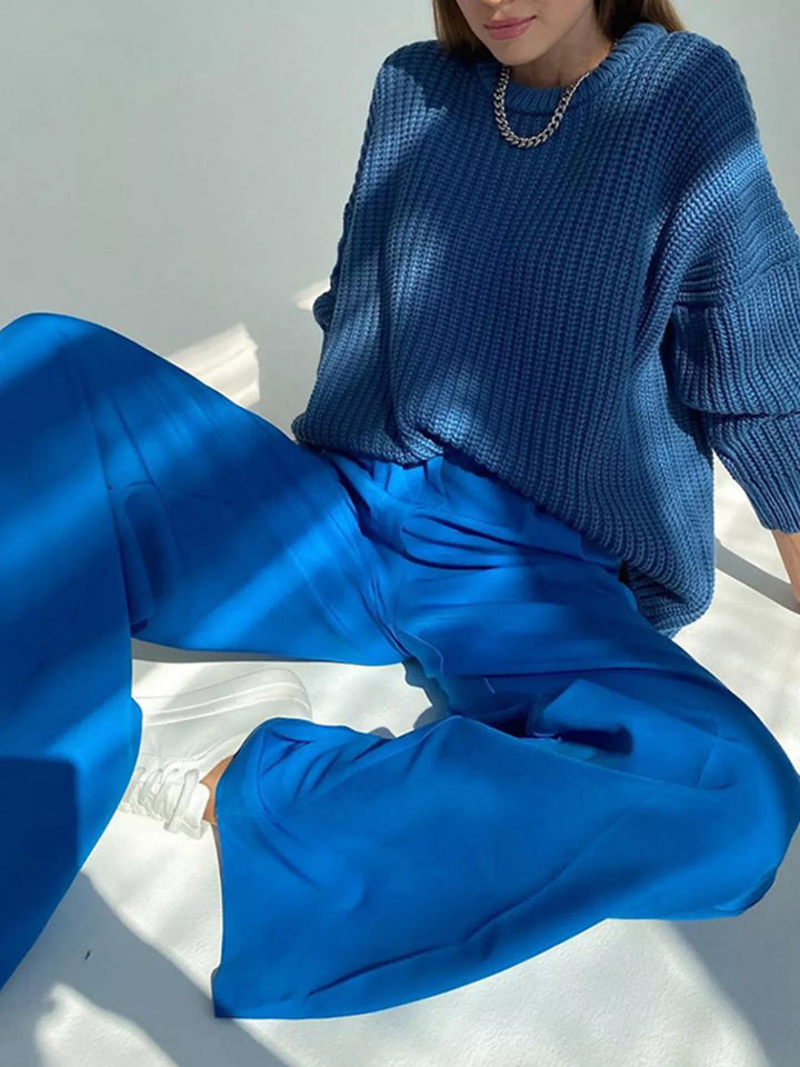 Pleated wide-leg dress pants with high-rise waist