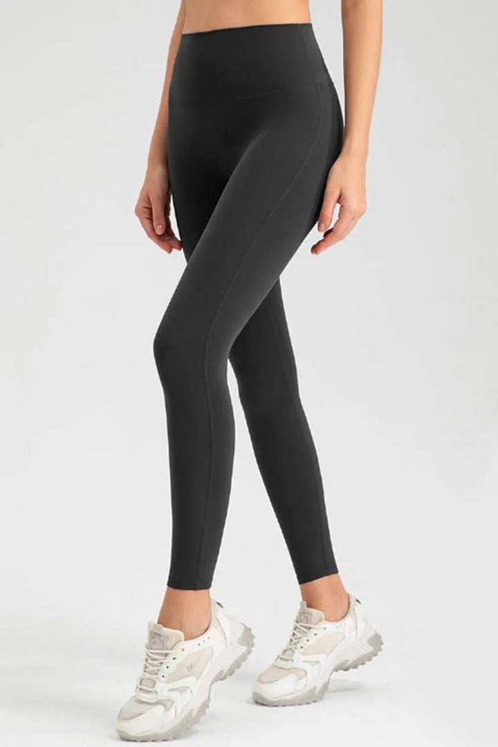 High-waisted skinny active leggings with wide waistband
