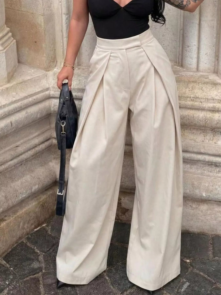 Dust Storm High-rise pleated wide leg pants with deep front pleats