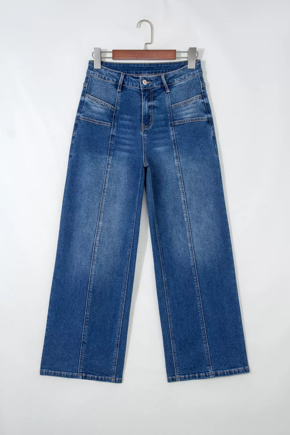 High-rise wide-leg jeans with center seam detail