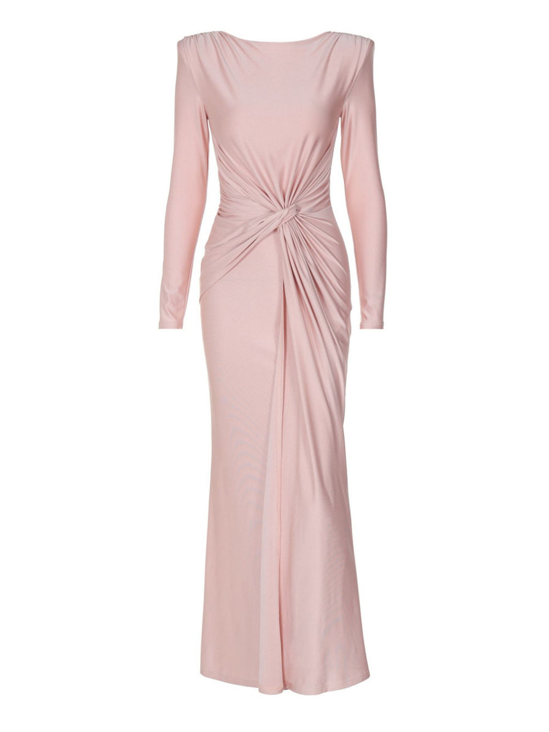 Ruched Knot Front Long Sleeve Maxi Dress