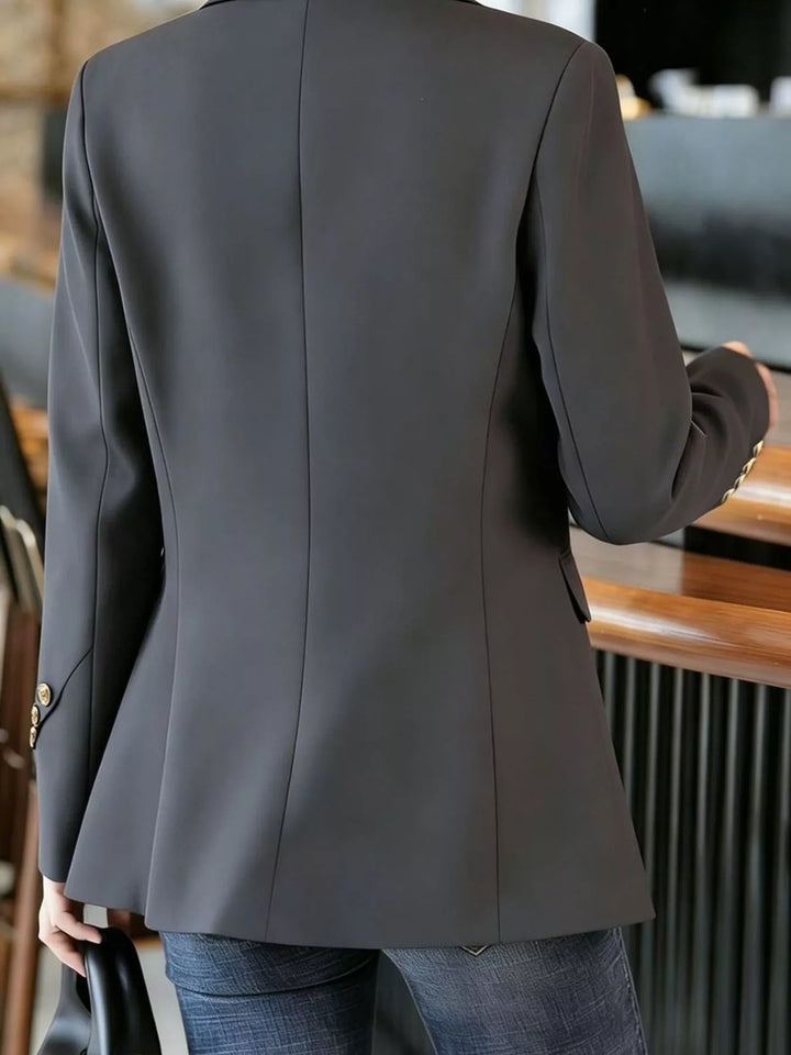 One-button notched lapel blazer with gold buttons