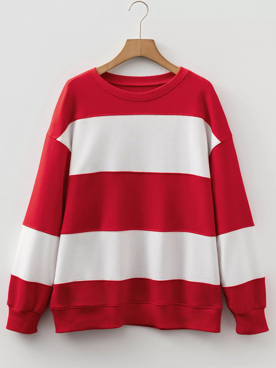 Colorblock drop-shoulder oversized crew neck sweatshirt