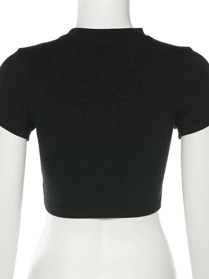 Milano embroidered short sleeve crop t-shirt