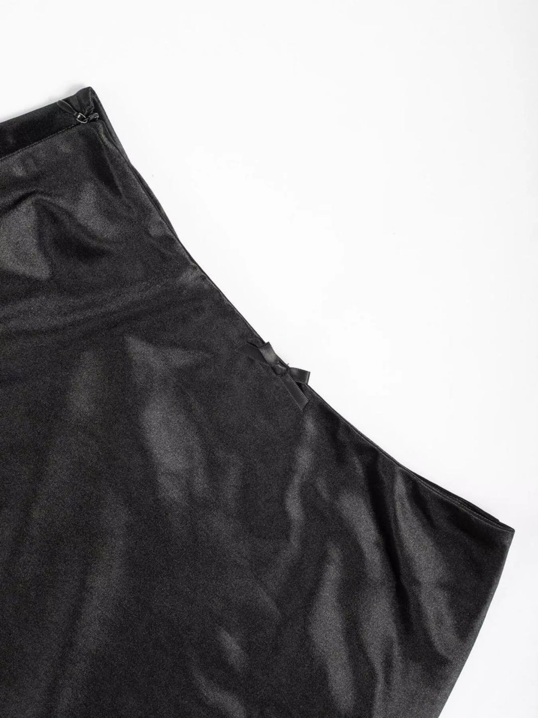 Satin midi skirt with high waist and A-line flare