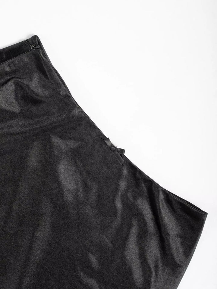 Satin midi skirt with high waist and A-line flare