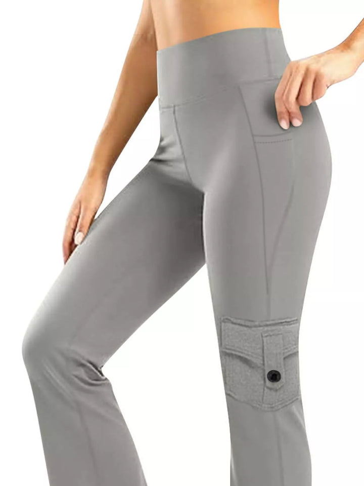 High-rise flare yoga pants with cargo pockets