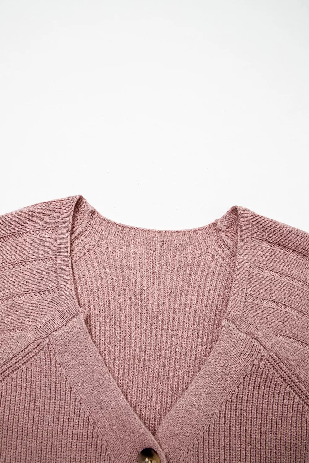 Textured knit button-front cardigan with drop shoulders