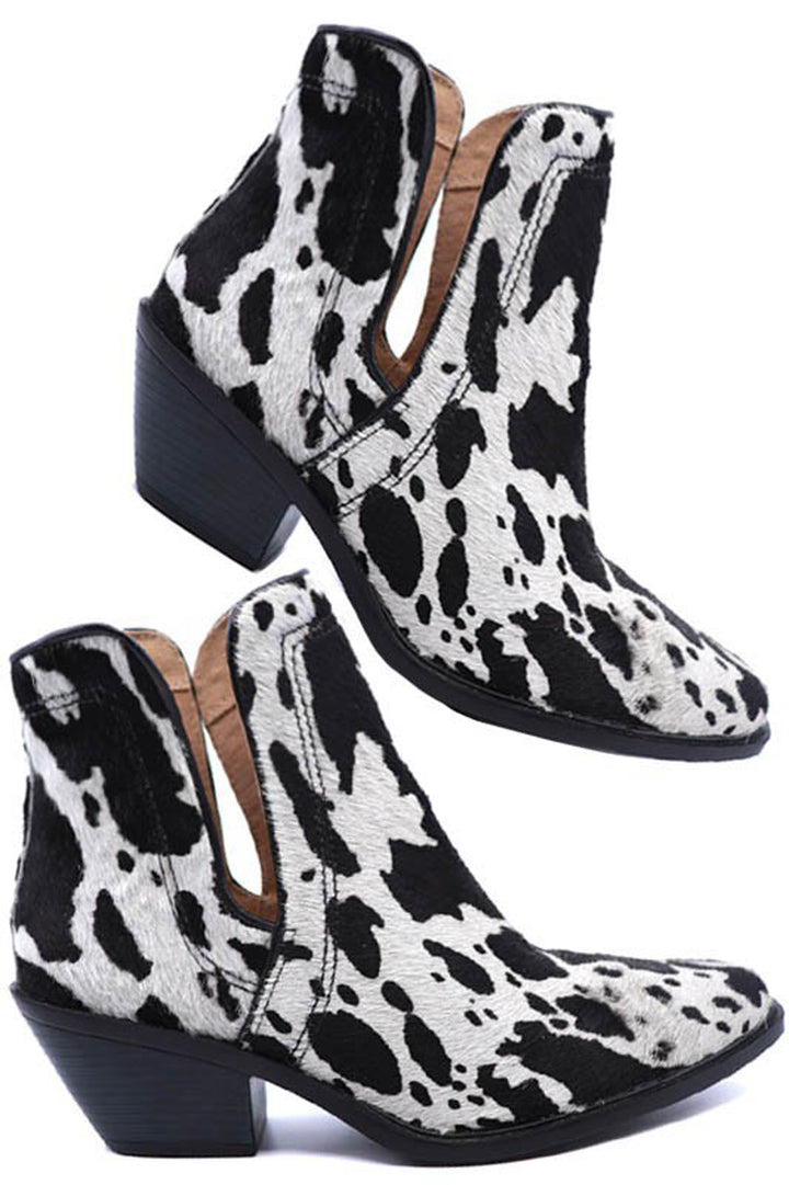 Western Cut Out Animal Hair Booties - Azoroh