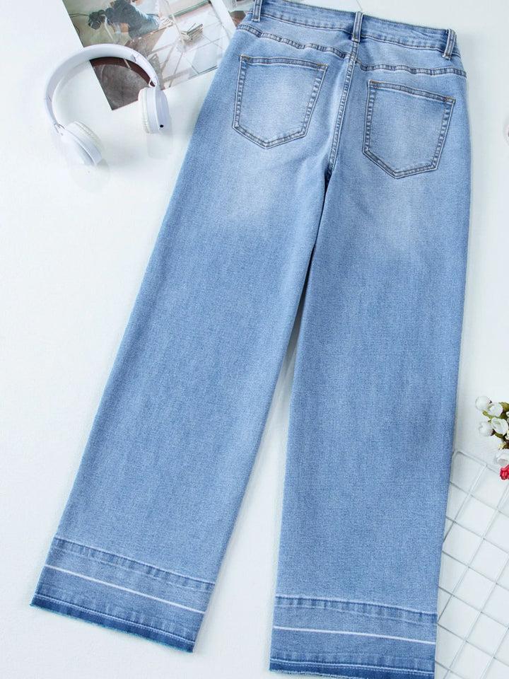 High-rise wide-leg jeans with released hem
