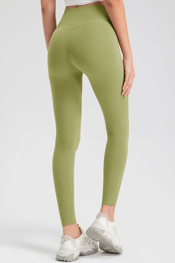 High-waisted skinny active leggings with wide waistband