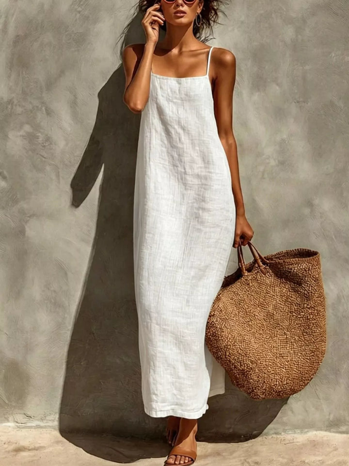 White Spaghetti strap square neck relaxed maxi dress