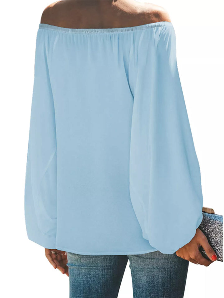Off-shoulder balloon sleeve blouse