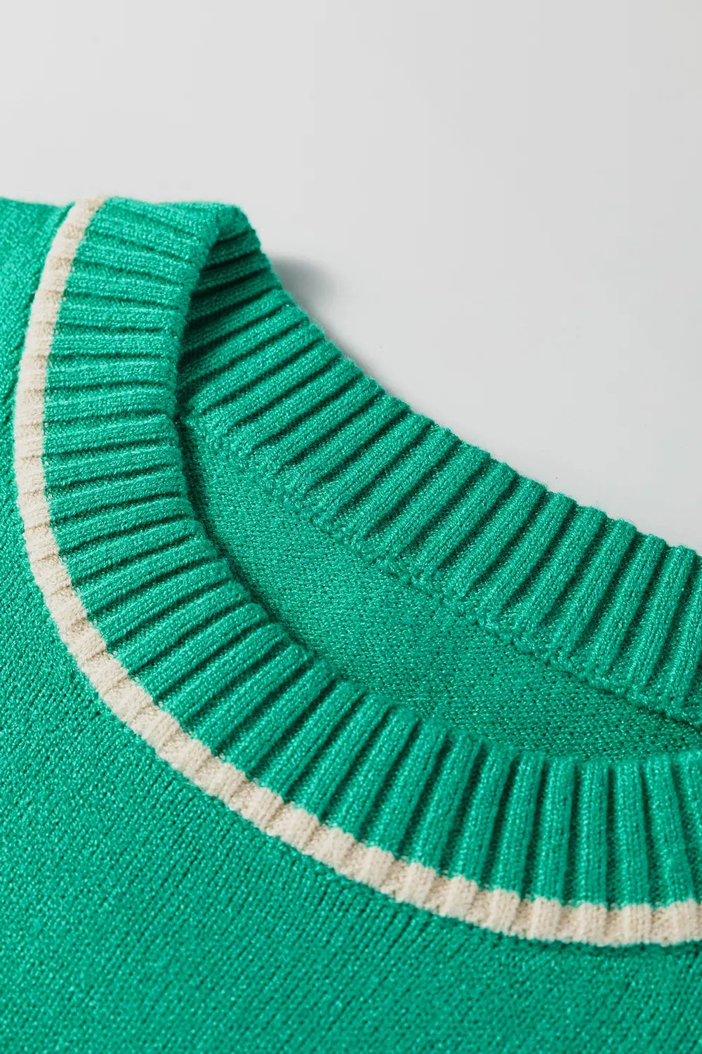 Contrast stripe drop shoulder oversized knit sweater