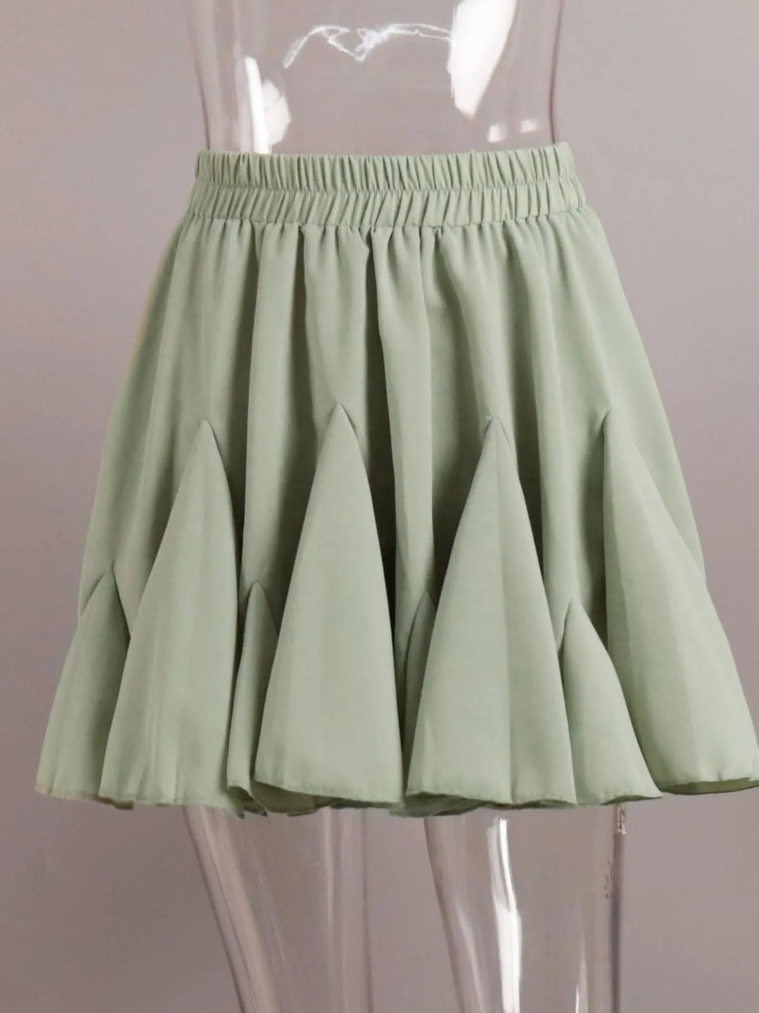 Ruffled hem flare mini skirt with elastic waist
