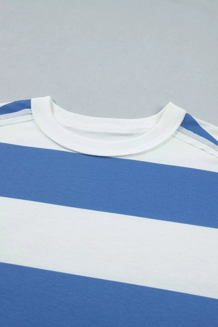 Oversized striped crew neck t-shirt mini dress