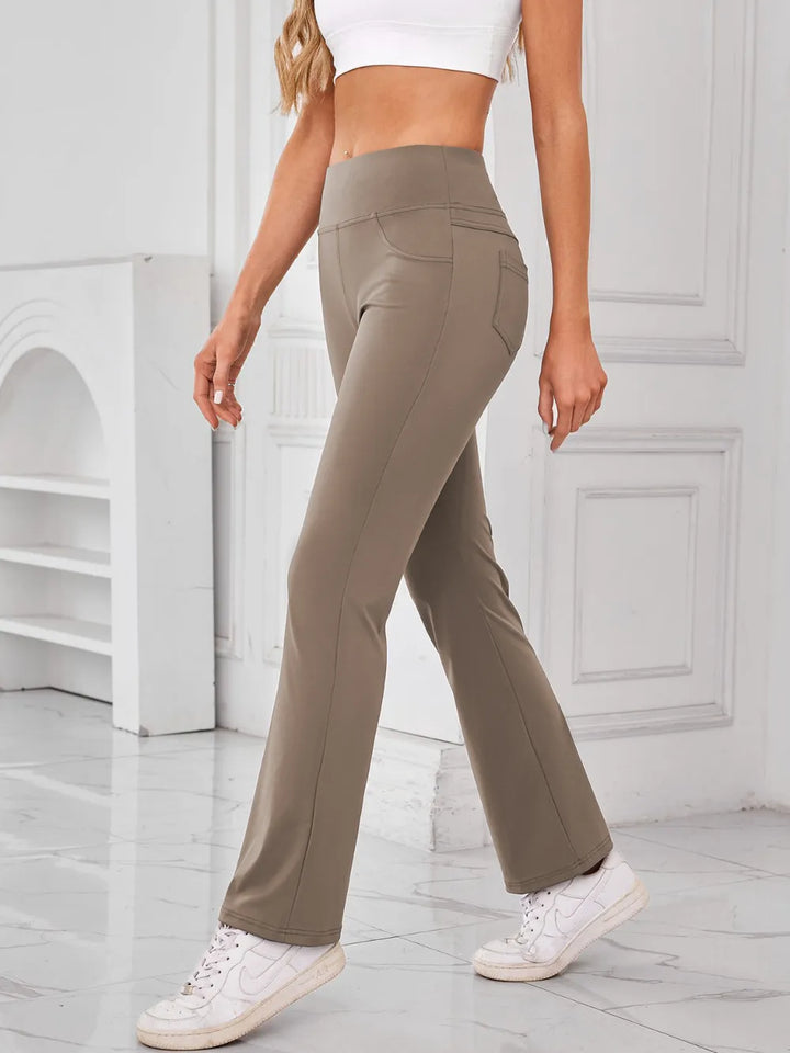 High-waist flare active pants with side pockets