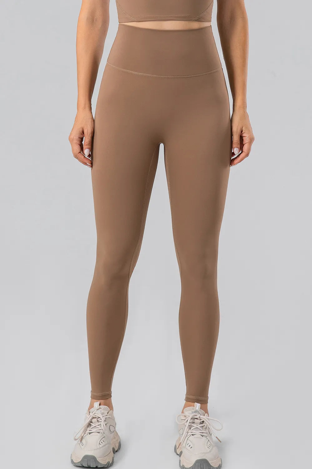 High-waist wide-waistband full-length active leggings