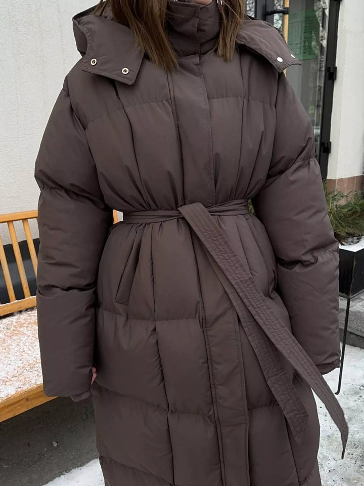 Longline padded puffer coat with stand collar