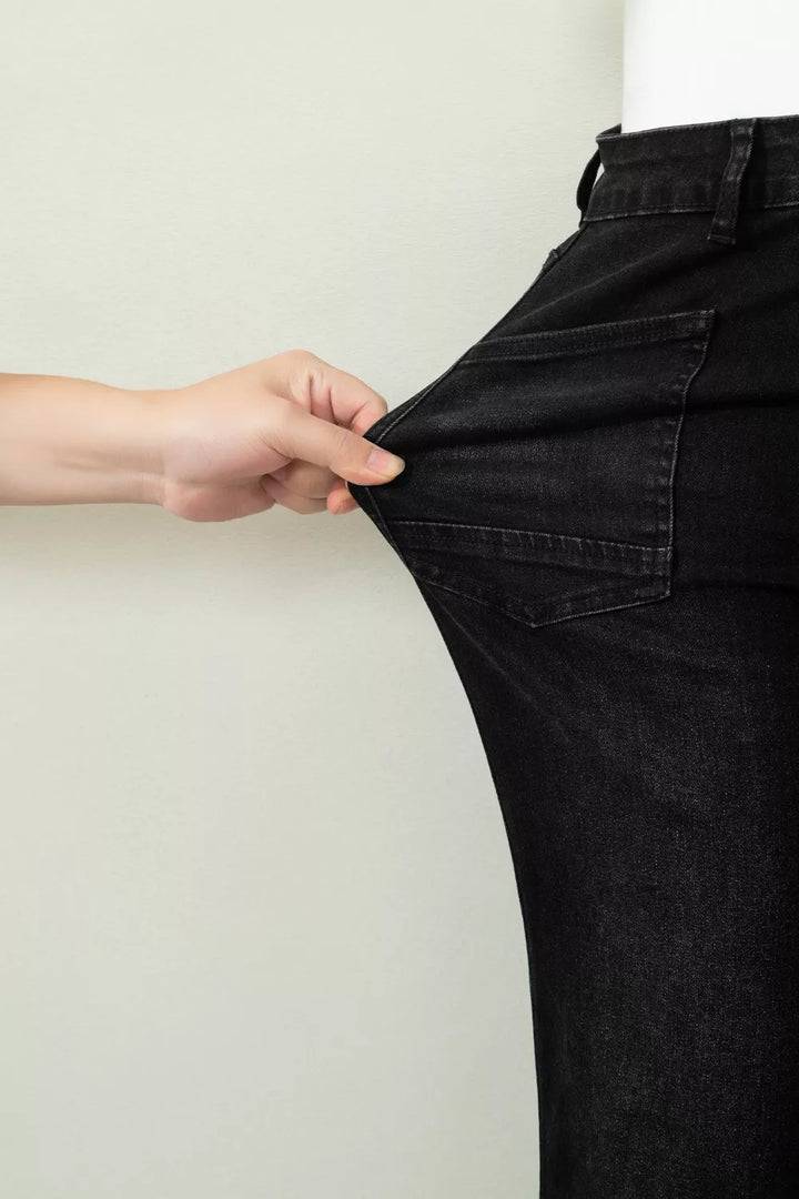 Frayed cropped straight-leg jeans with utility pockets