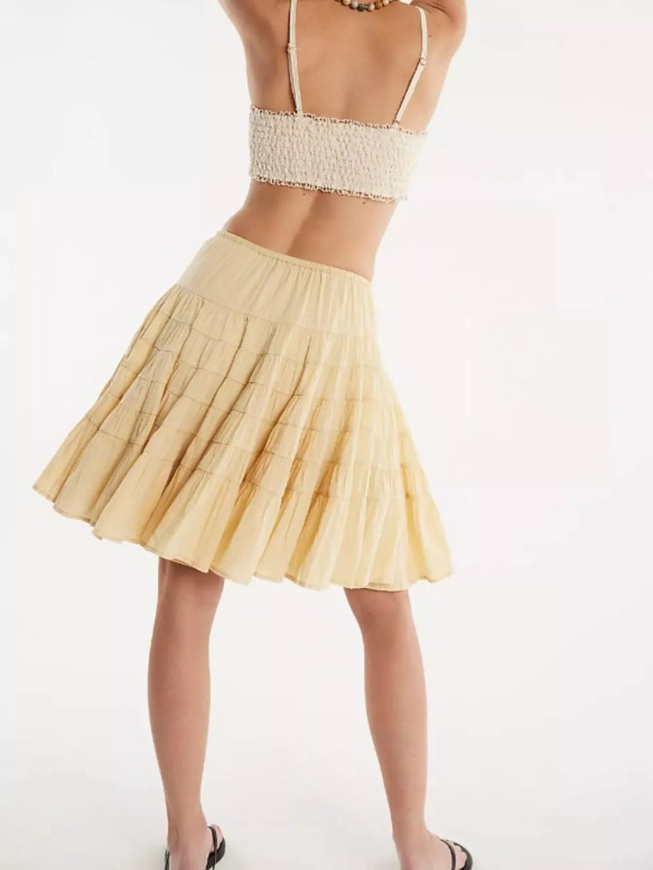 Tiered ruffle mini skirt with drawstring waist