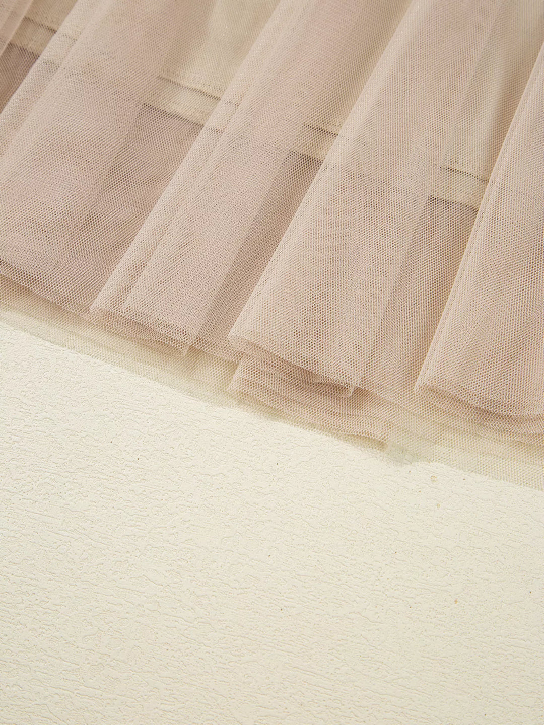 Tulle mesh overlay flared midi skirt with lace underlayer
