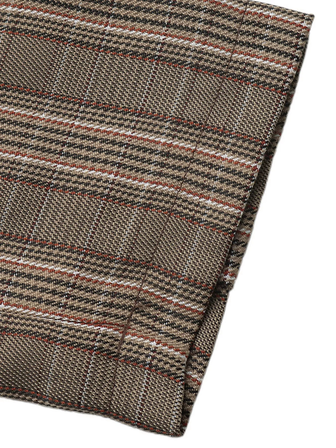 Plaid asymmetric single-button blazer with stand collar
