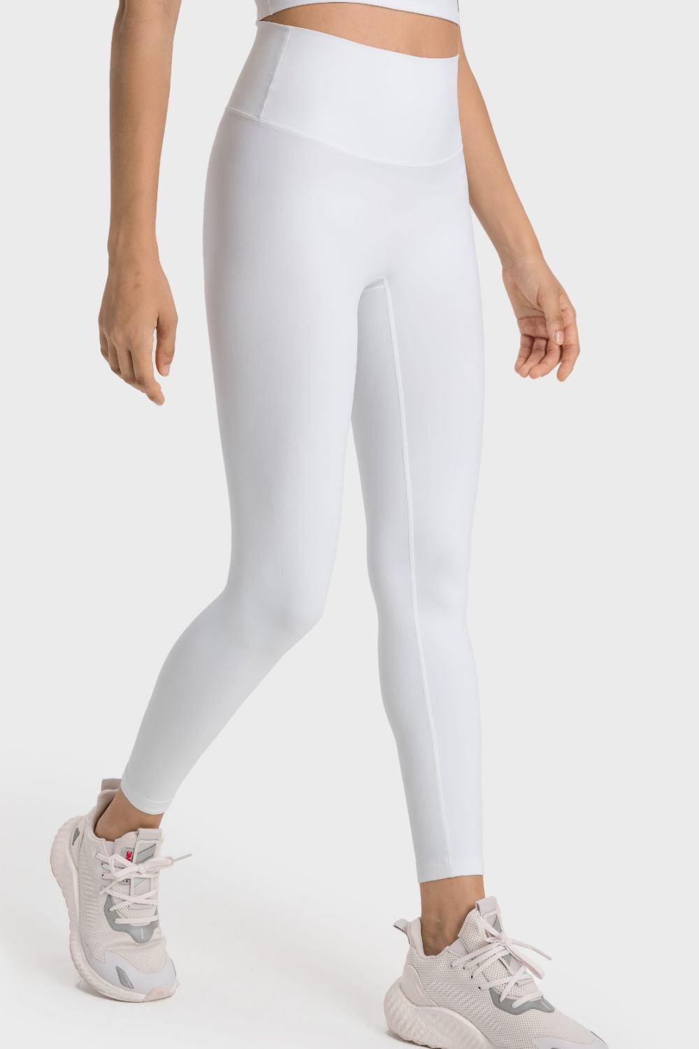 High-rise wide waistband ankle-length yoga leggings