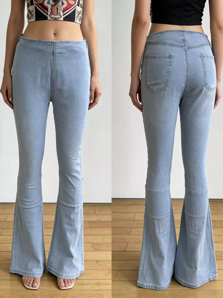 Light Blue High-rise flare jeans with faded whiskering
